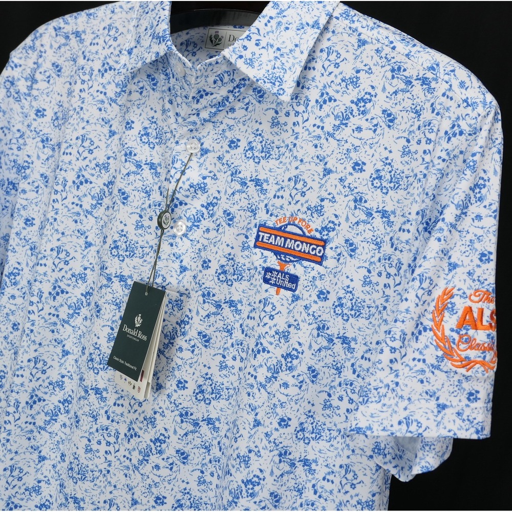 Donald‎ Ross Polo Shirt Floral Blue Paisley UPF50 Team Mongo ALS (Fits Medium) S